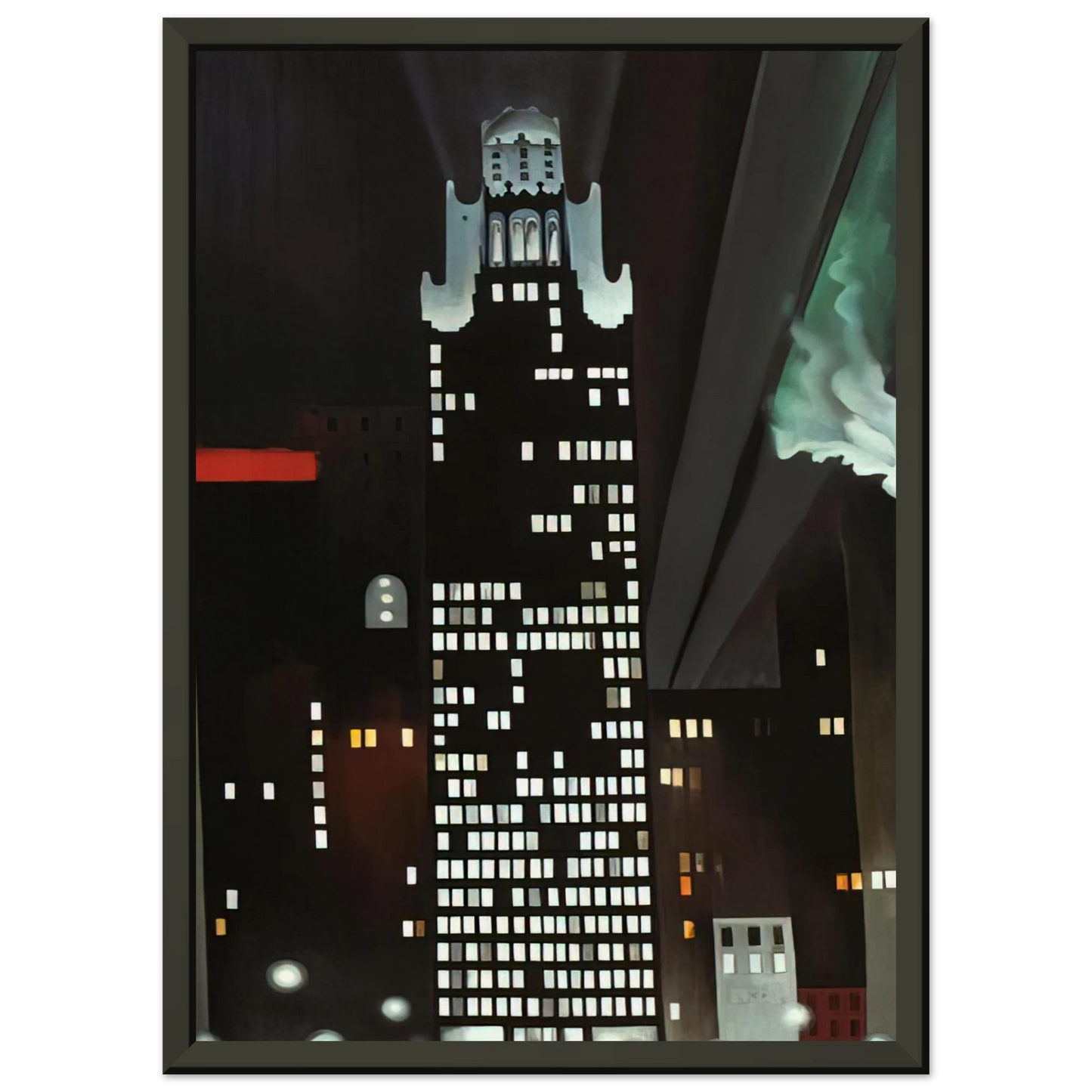 Georgia OKeeffe  Radiator Building  Night New York Framed Art Print  - Aluminum Frame - 70x100 cm / 28x40 inches