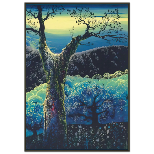 Eyvind Earle  Orchard in Bloom Framed Art Print  - Aluminum Frame - 21x29.7 cm / 8x12"