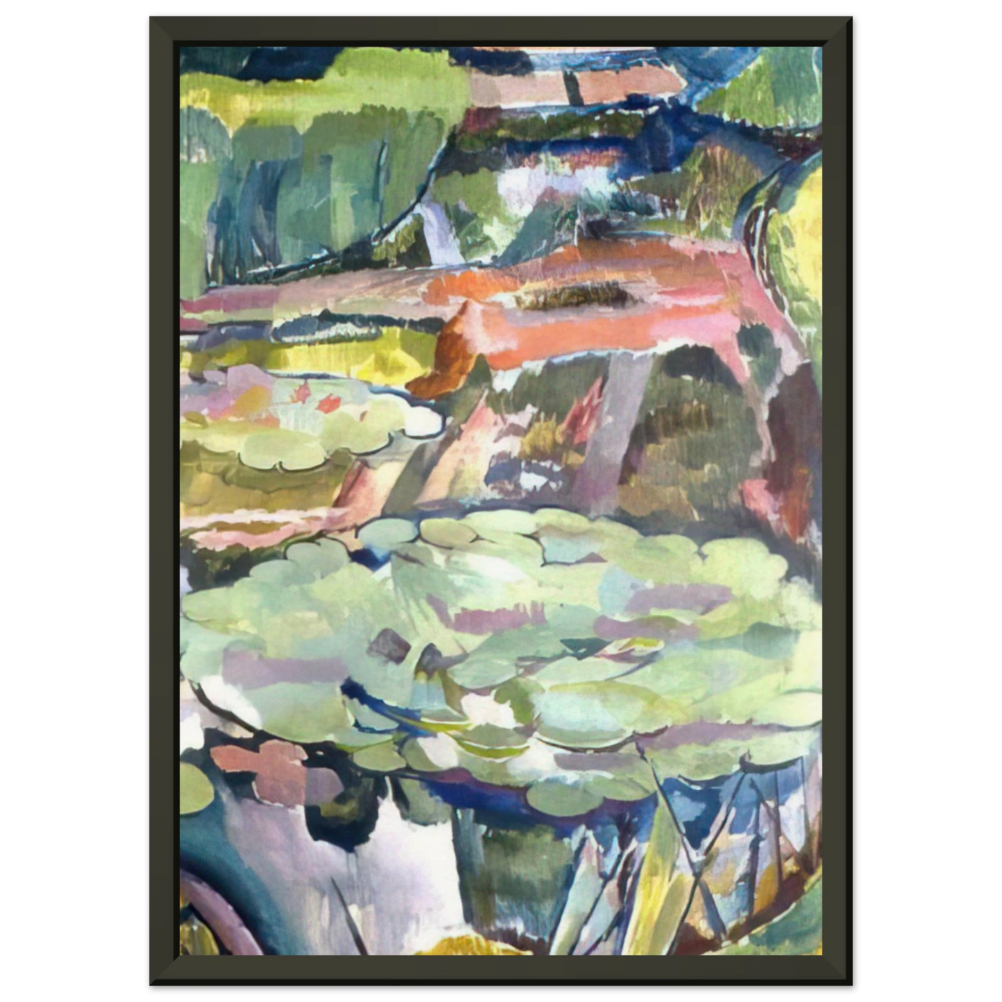 Vanessa Bell  LANDSCAPE WITH A POND AND WATER LILIES 1915 Framed Art Print  - Aluminum Frame - 40x50 cm / 16x20 inches