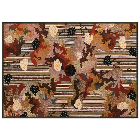 Clifford Possum Tjapaltjarri  Wildflowers at Yabbierangu  1991 Framed Art Print  - Aluminum Frame - 21x29.7 cm / 8x12"
