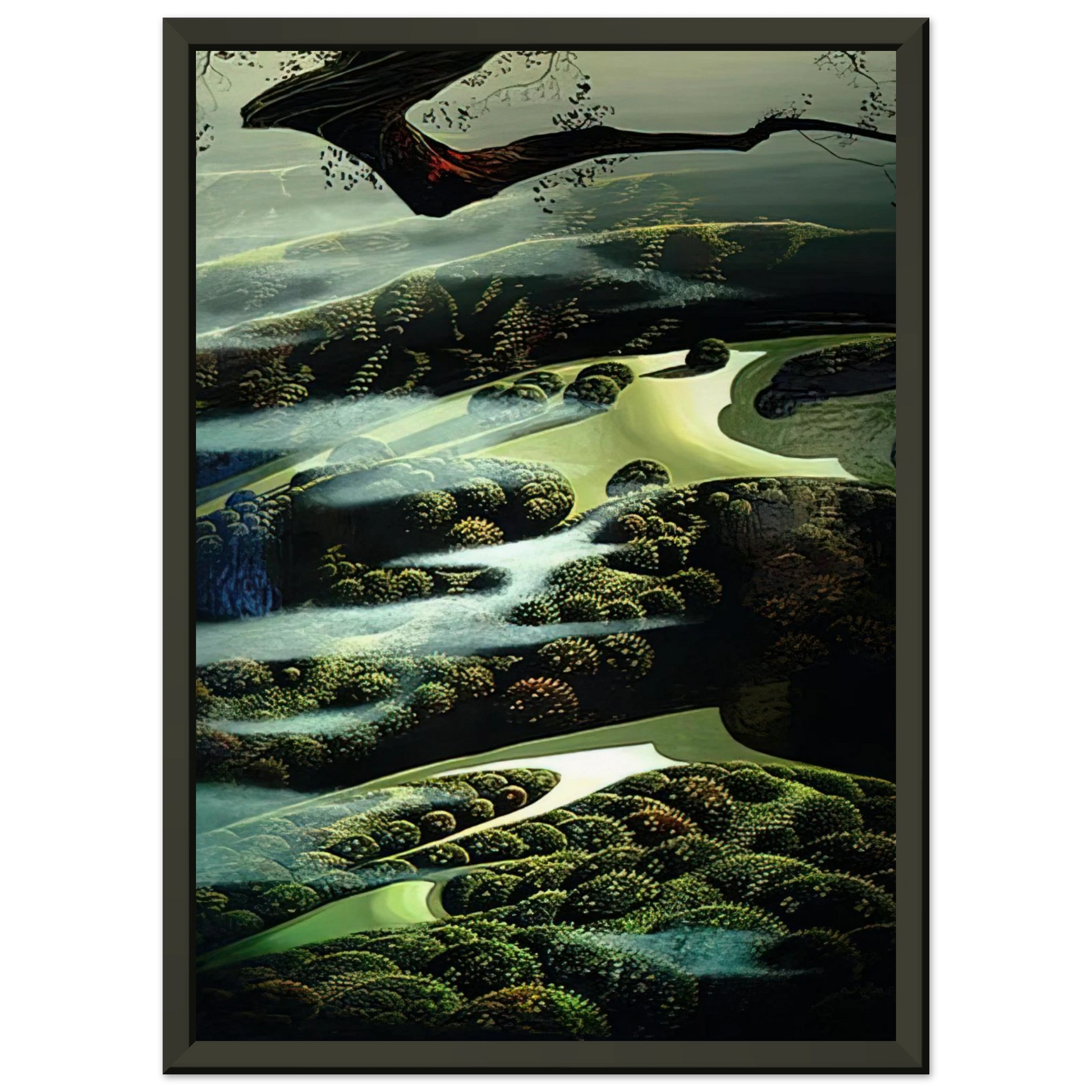 Eyvind Earle  Carmel Valley Memory Framed Art Print  - Aluminum Frame - 60x80 cm / 24x32 inches