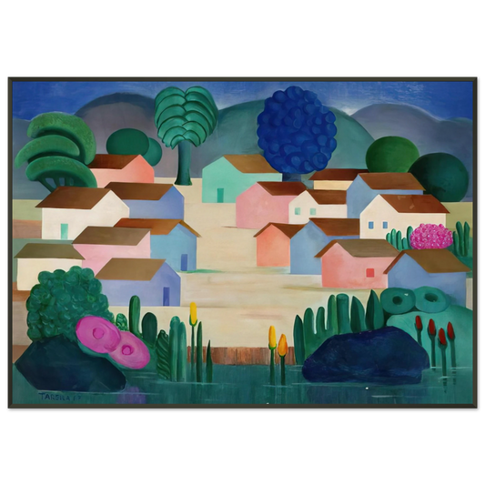 Tarsila do Amaral  Landscape with Sixteen Houses Framed Art Print  - Aluminum Frame - 21x29.7 cm / 8x12"