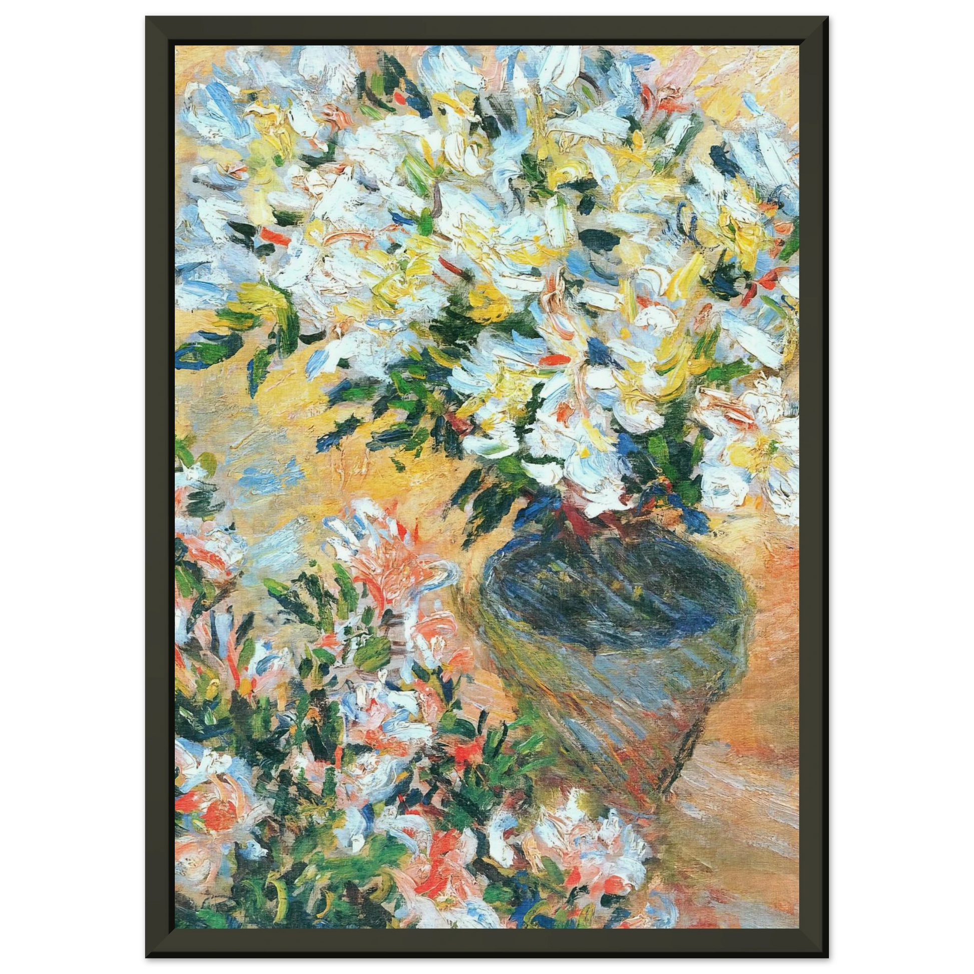 claude monet  White Azaleas in a Pot Framed Art Print  - Aluminum Frame - 60x80 cm / 24x32 inches