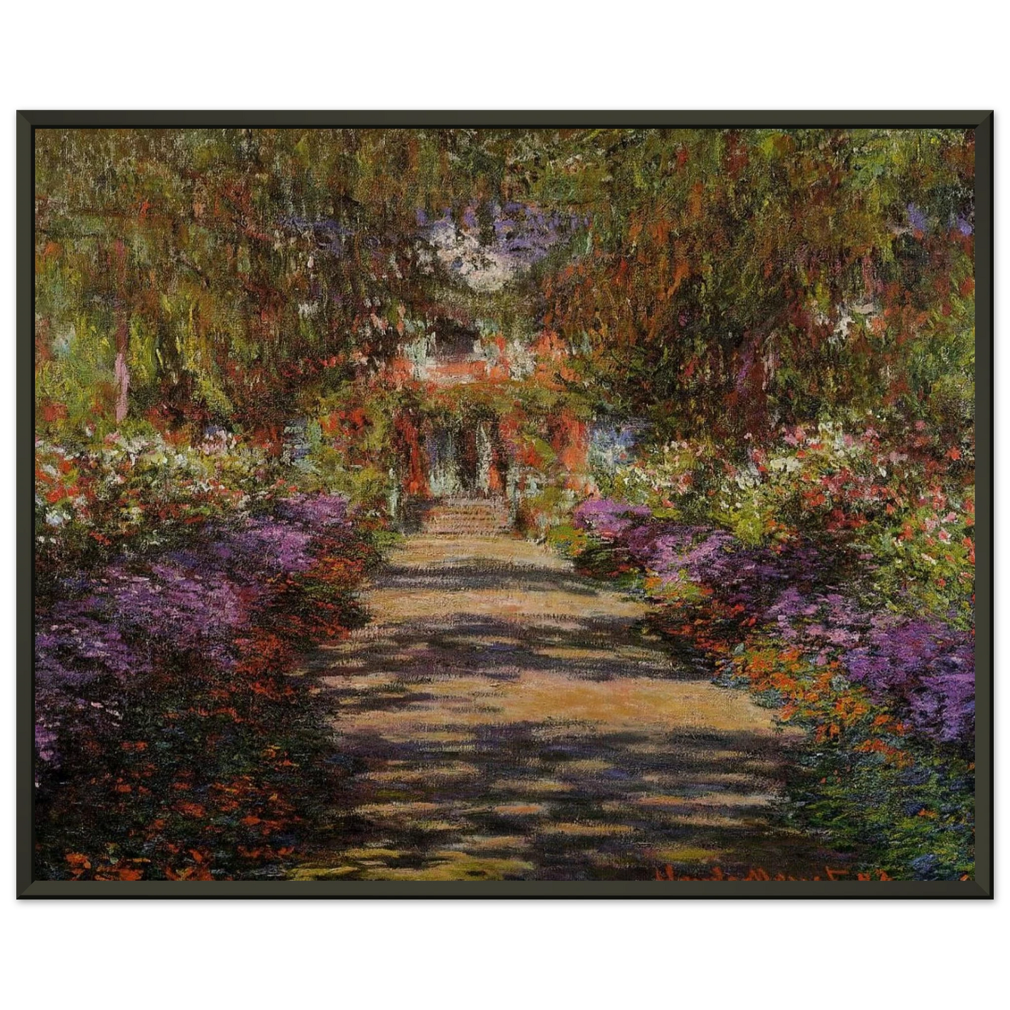 claude monet  Pathway In Monets Garden At Giverny Framed Art Print  - Aluminum Frame - 60x80 cm / 24x32 inches