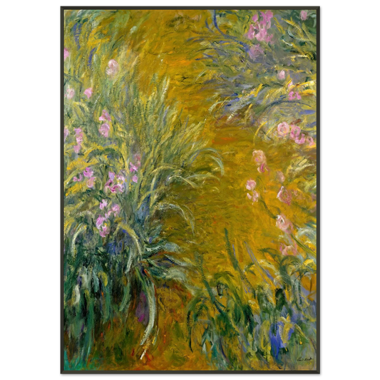 claude monet  Path through the Irises 01 Framed Art Print  - Aluminum Frame - 21x29.7 cm / 8x12"