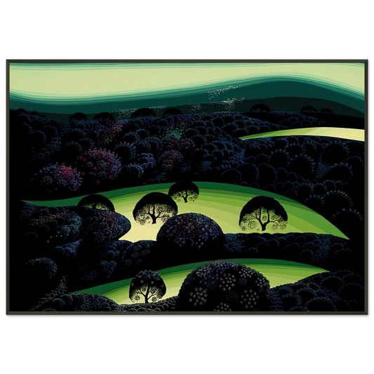 Eyvind Earle  Nocturne Framed Art Print  - Aluminum Frame - 21x29.7 cm / 8x12"