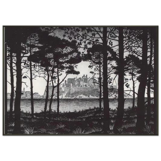 MC Escher  PINETA OF CALVI CORSICA Framed Art Print  - Aluminum Frame - 21x29.7 cm / 8x12"