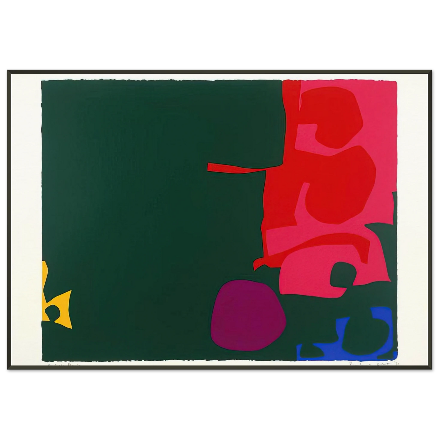 Patrick Heron  Interlocking Scarlet and Pink in Deep Green  1970 Framed Art Print  - Aluminum Frame - 21x29.7 cm / 8x12"