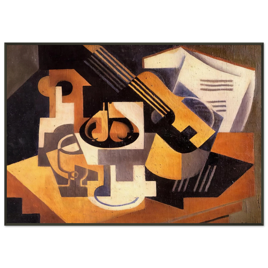 Juan Gris  GUITAR AND FRUIT BOWL ON A TABLE 1918 Framed Art Print  - Aluminum Frame - 21x29.7 cm / 8x12"
