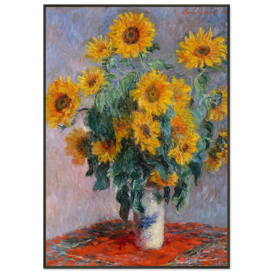 claude monet  Bouquet of Sunflowers Framed Art Print  - Aluminum Frame - 21x29.7 cm / 8x12"