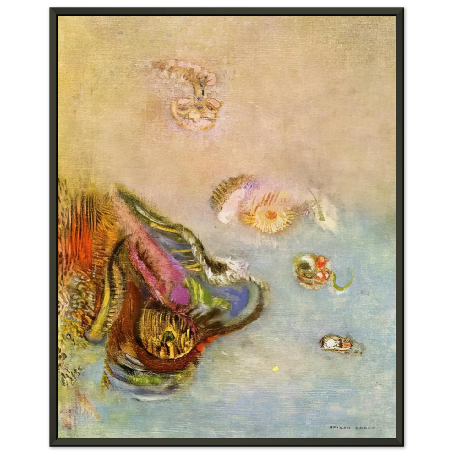 Odilon Redon  ANIMALS OF THE SEA 1910 Framed Art Print  - Aluminum Frame - 70x100 cm / 28x40 inches