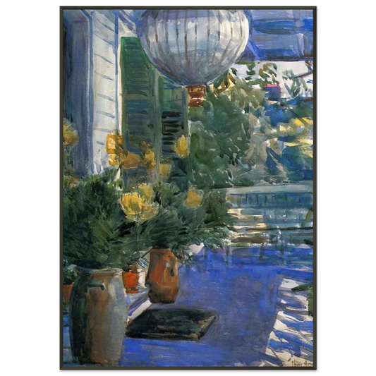 Childe Hassam  Veranda of the Old House Framed Art Print  - Aluminum Frame - 21x29.7 cm / 8x12"