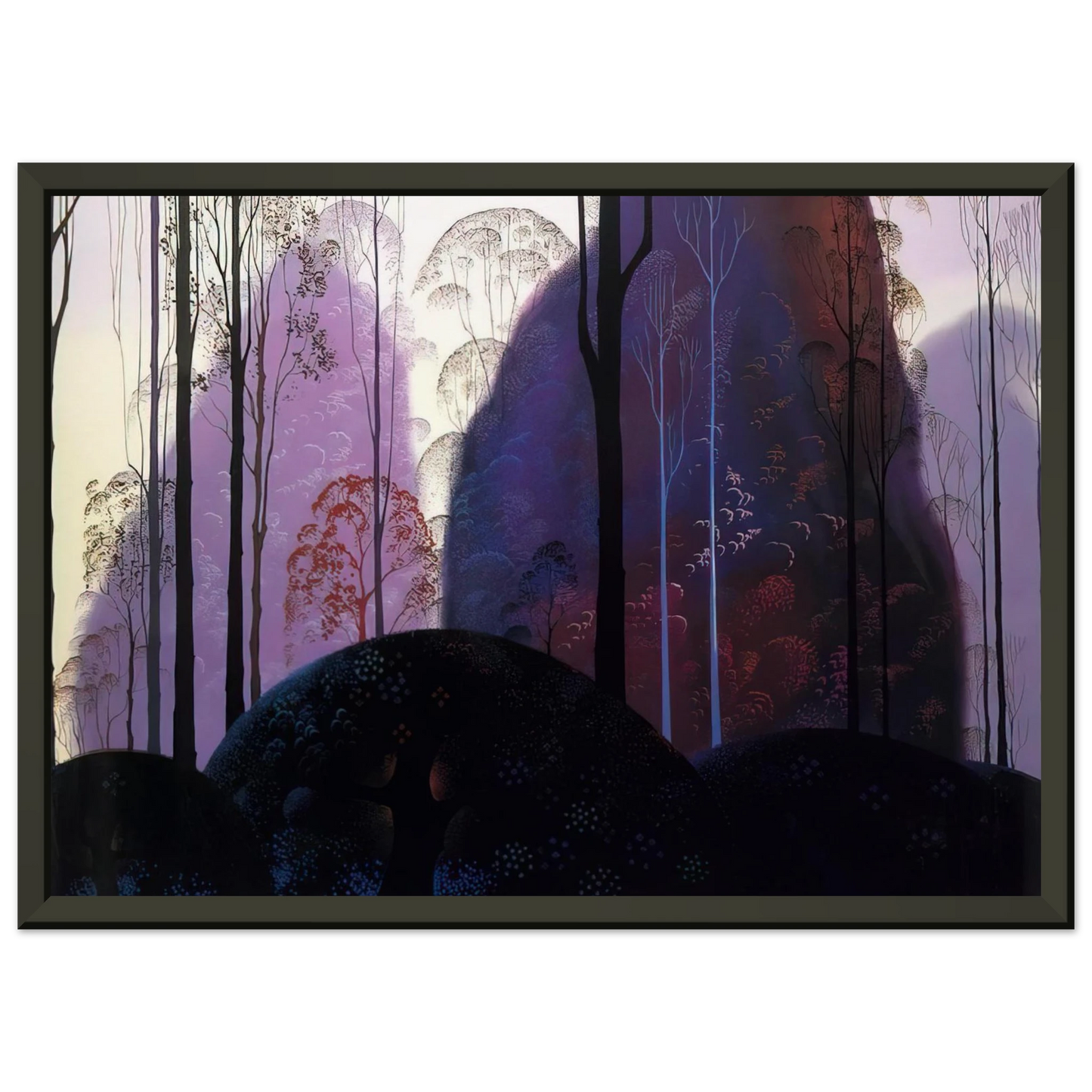 Eyvind Earle  Mauve Redand Purple Framed Art Print  - Aluminum Frame - 40x50 cm / 16x20 inches