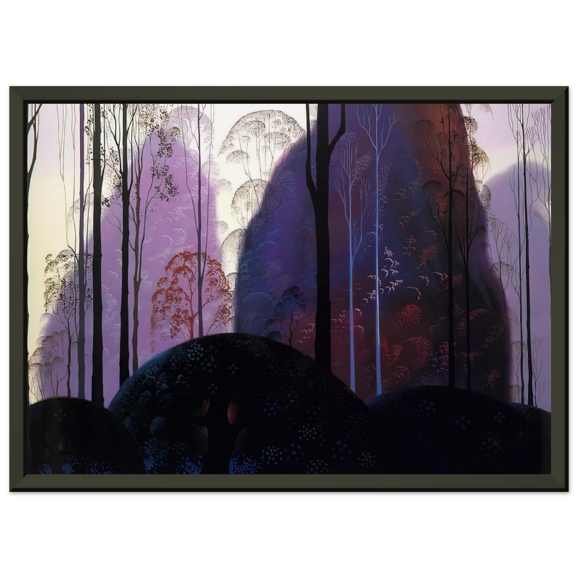 Eyvind Earle  Mauve Redand Purple Framed Art Print  - Aluminum Frame - 40x50 cm / 16x20 inches