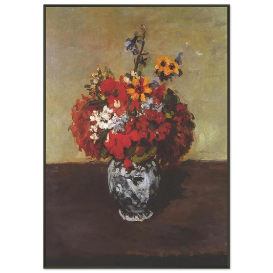 Paul Cezanne  Dahlias In A Delft Vase Framed Art Print  - Aluminum Frame - 21x29.7 cm / 8x12"