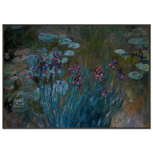 claude monet  Irises and WaterLilies Framed Art Print  - Aluminum Frame - 21x29.7 cm / 8x12"