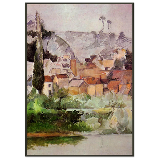 Paul Cezanne  Medan Chateau and Village Framed Art Print  - Aluminum Frame - 21x29.7 cm / 8x12"
