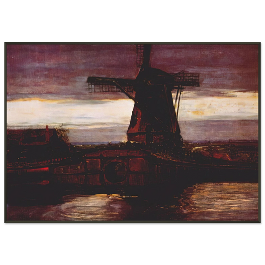 Piet Mondrian  Stammer Mill with Streaked Sky Framed Art Print  - Aluminum Frame - 21x29.7 cm / 8x12"