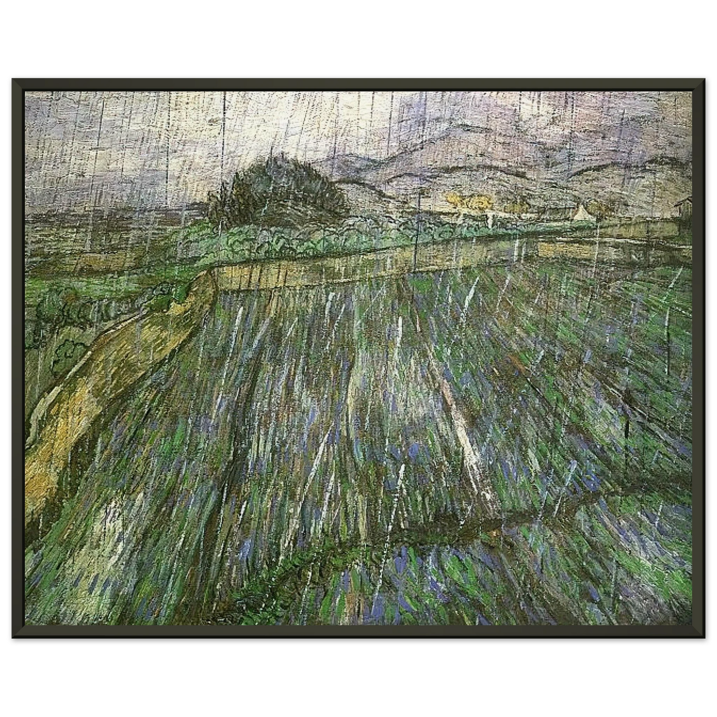 Vincent van Gogh  Wheat Field in Rain Framed Art Print  - Aluminum Frame - 70x100 cm / 28x40 inches