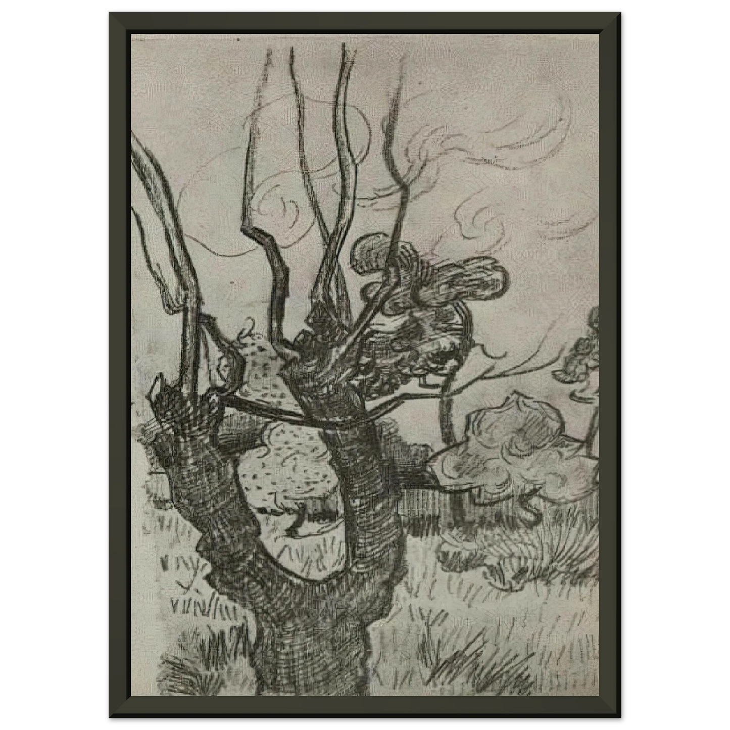 Vincent van Gogh  A Bare Treetop in the Garden of the Asylum Framed Art Print  - Aluminum Frame - 70x100 cm / 28x40 inches