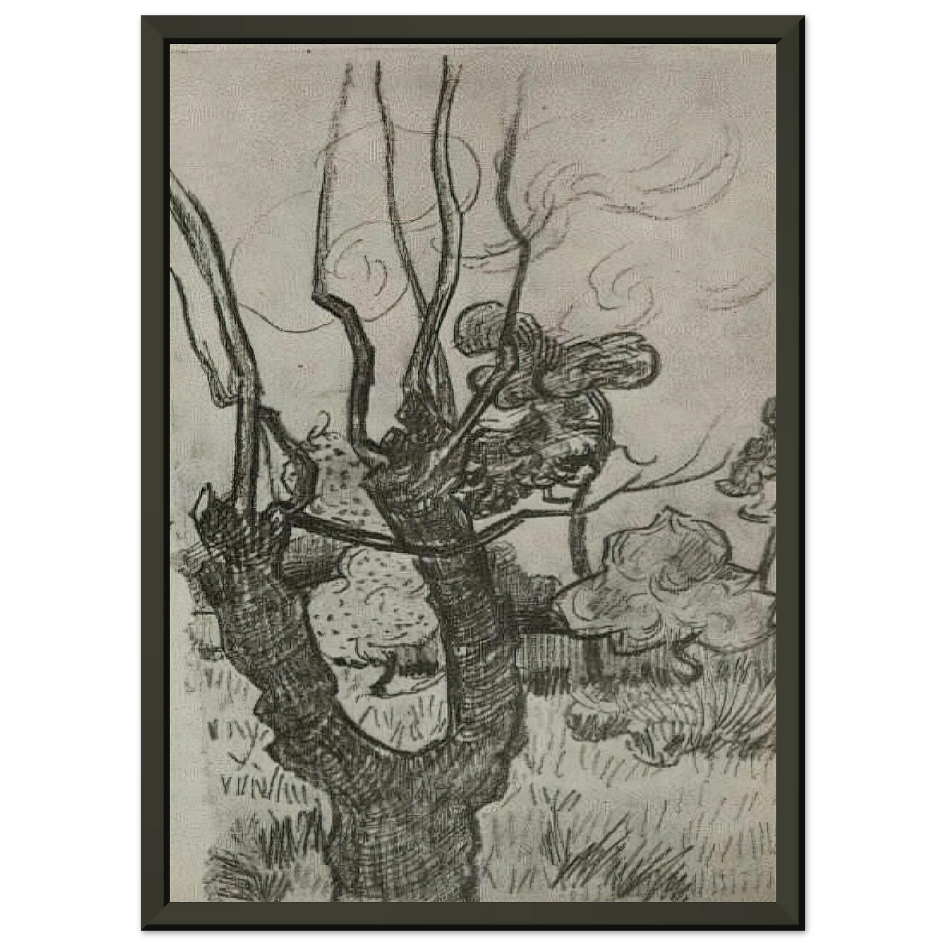 Vincent van Gogh  A Bare Treetop in the Garden of the Asylum Framed Art Print  - Aluminum Frame - 70x100 cm / 28x40 inches
