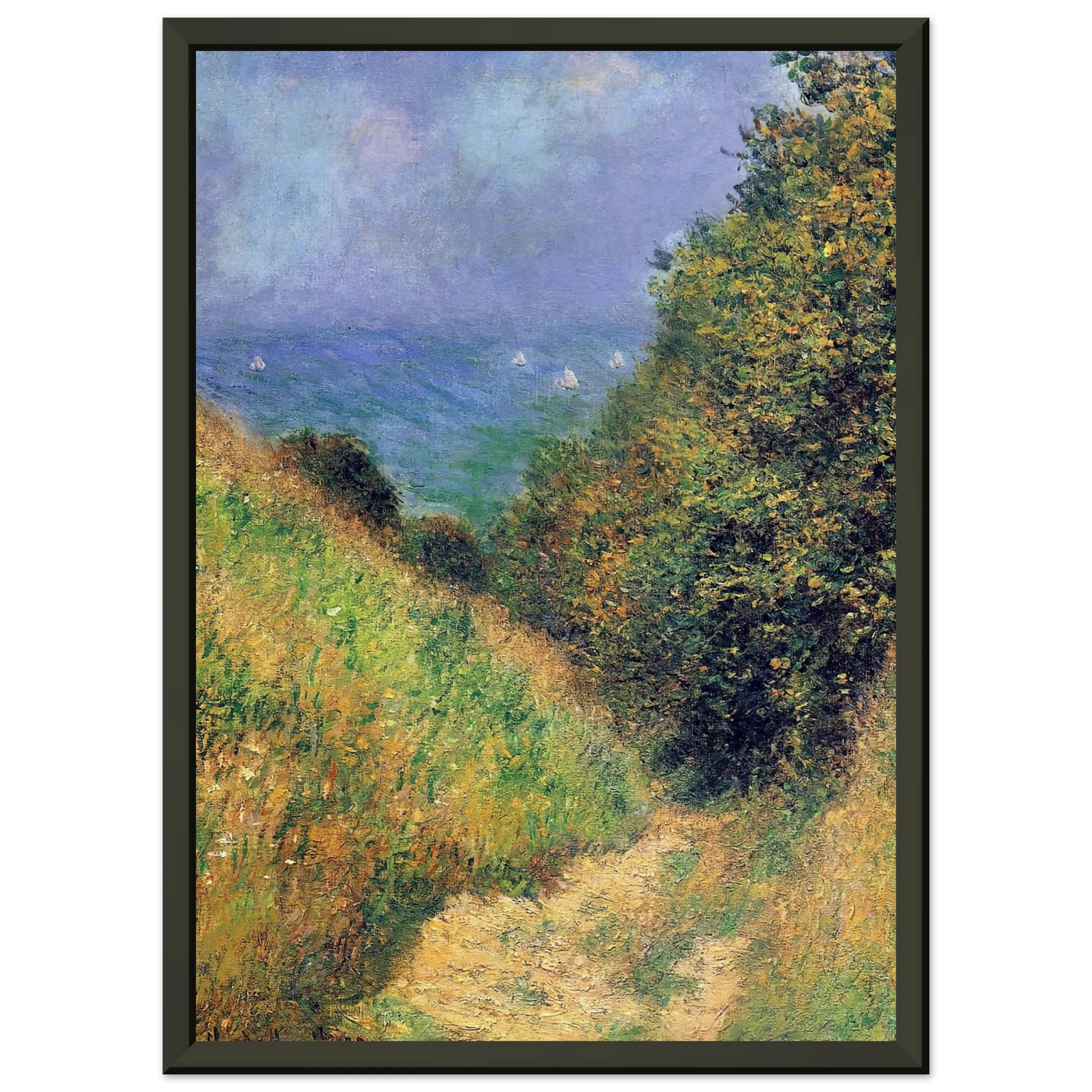 claude monet  Path at Pourville 02 Framed Art Print  - Aluminum Frame - 70x100 cm / 28x40 inches