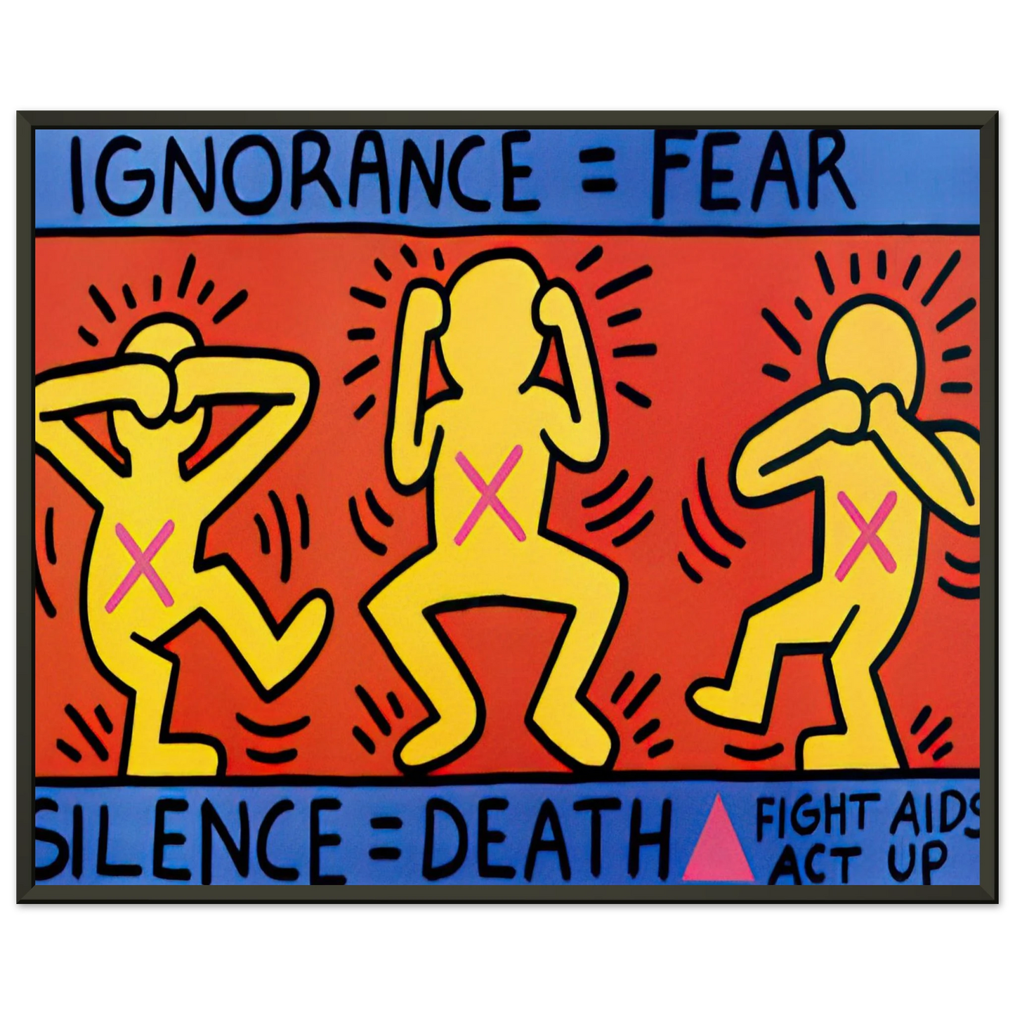 Keith Haring  IGNORANCE FEAR 1989 Framed Art Print  - Aluminum Frame - 70x100 cm / 28x40 inches