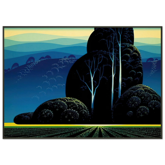 Eyvind Earle  Even Tide Framed Art Print  - Aluminum Frame - 21x29.7 cm / 8x12"