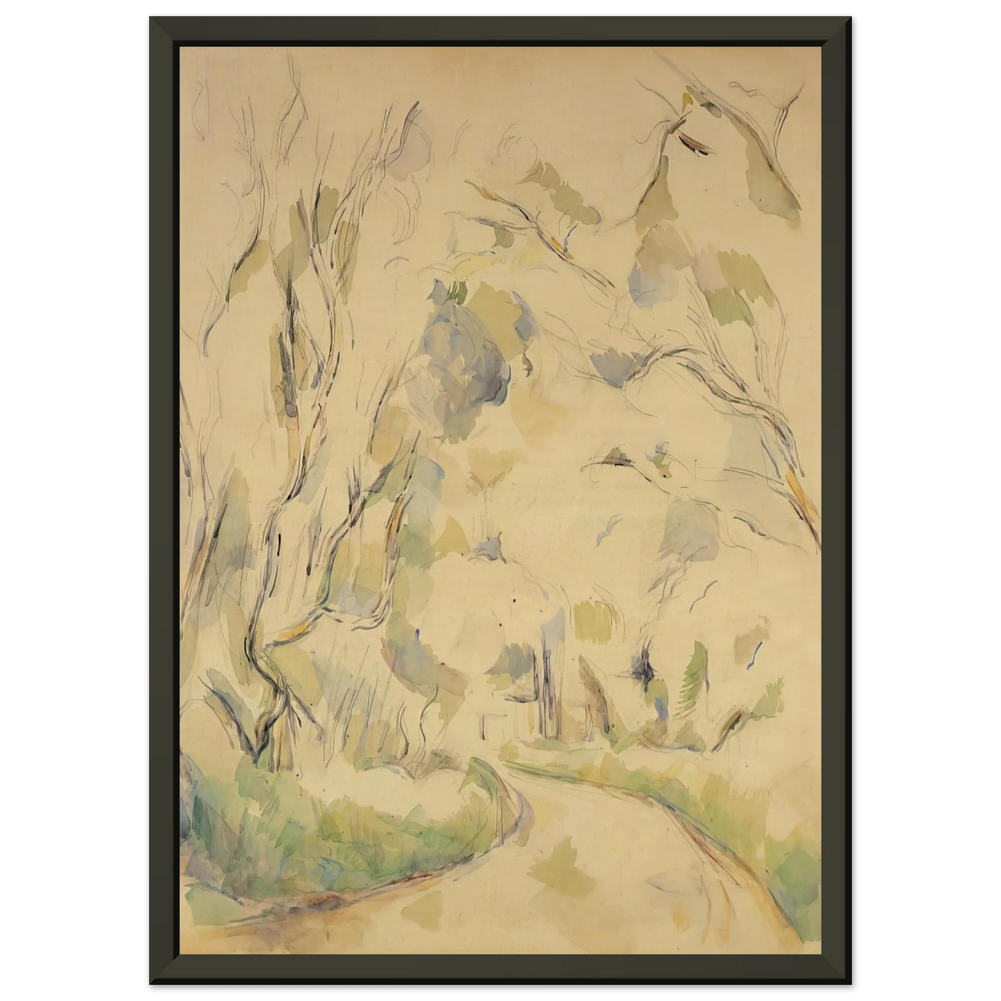 Paul Cezanne  Well by the Winding Road in the Park of Chateau Noir Framed Art Print  - Aluminum Frame - 70x100 cm / 28x40 inches