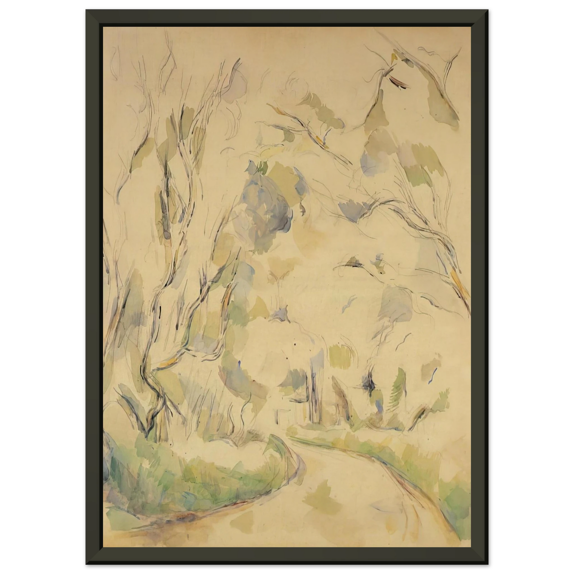 Paul Cezanne  Well by the Winding Road in the Park of Chateau Noir Framed Art Print  - Aluminum Frame - 70x100 cm / 28x40 inches