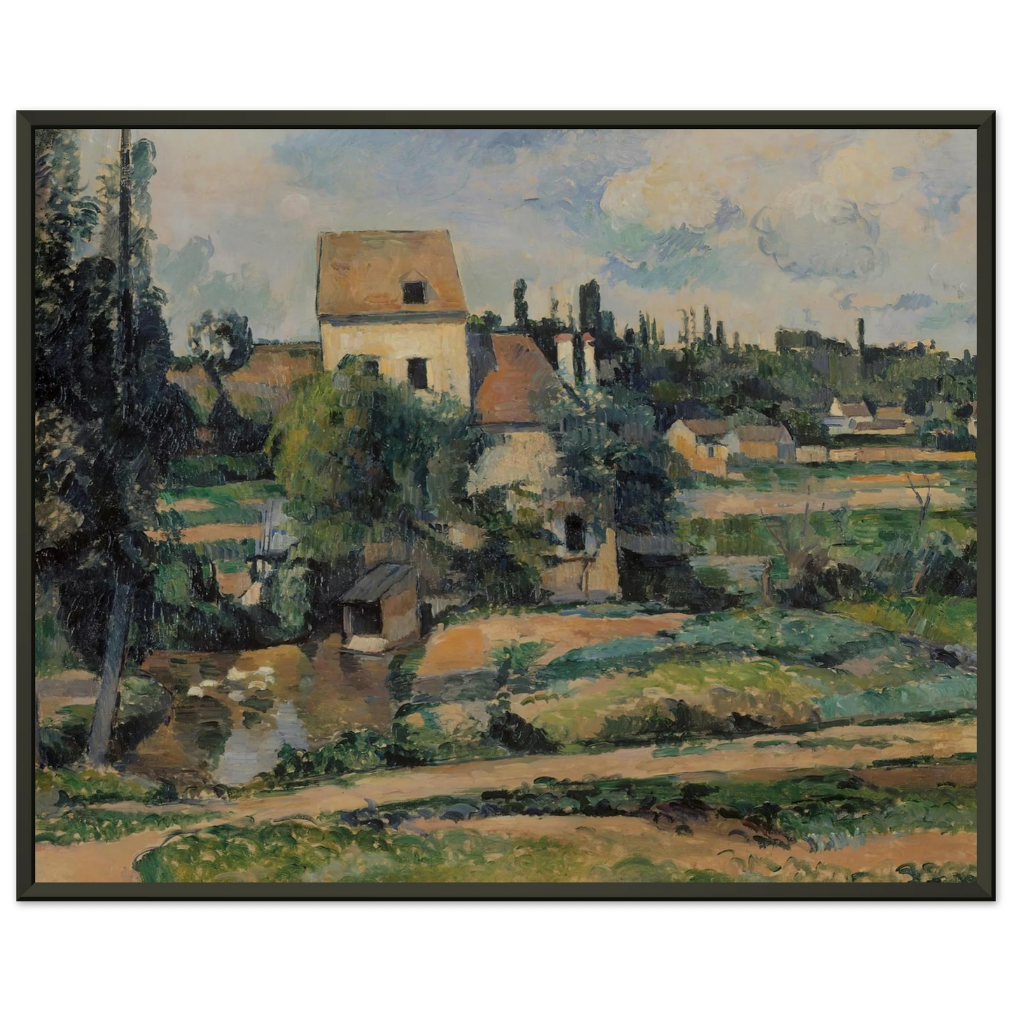 Paul Cezanne  Moulin de la Couleuvre at Pontoise Framed Art Print  - Aluminum Frame - 70x100 cm / 28x40 inches