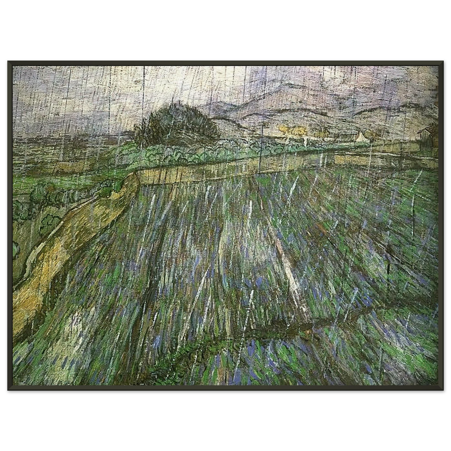 Vincent van Gogh  Wheat Field in Rain Framed Art Print  - Aluminum Frame - 60x80 cm / 24x32 inches