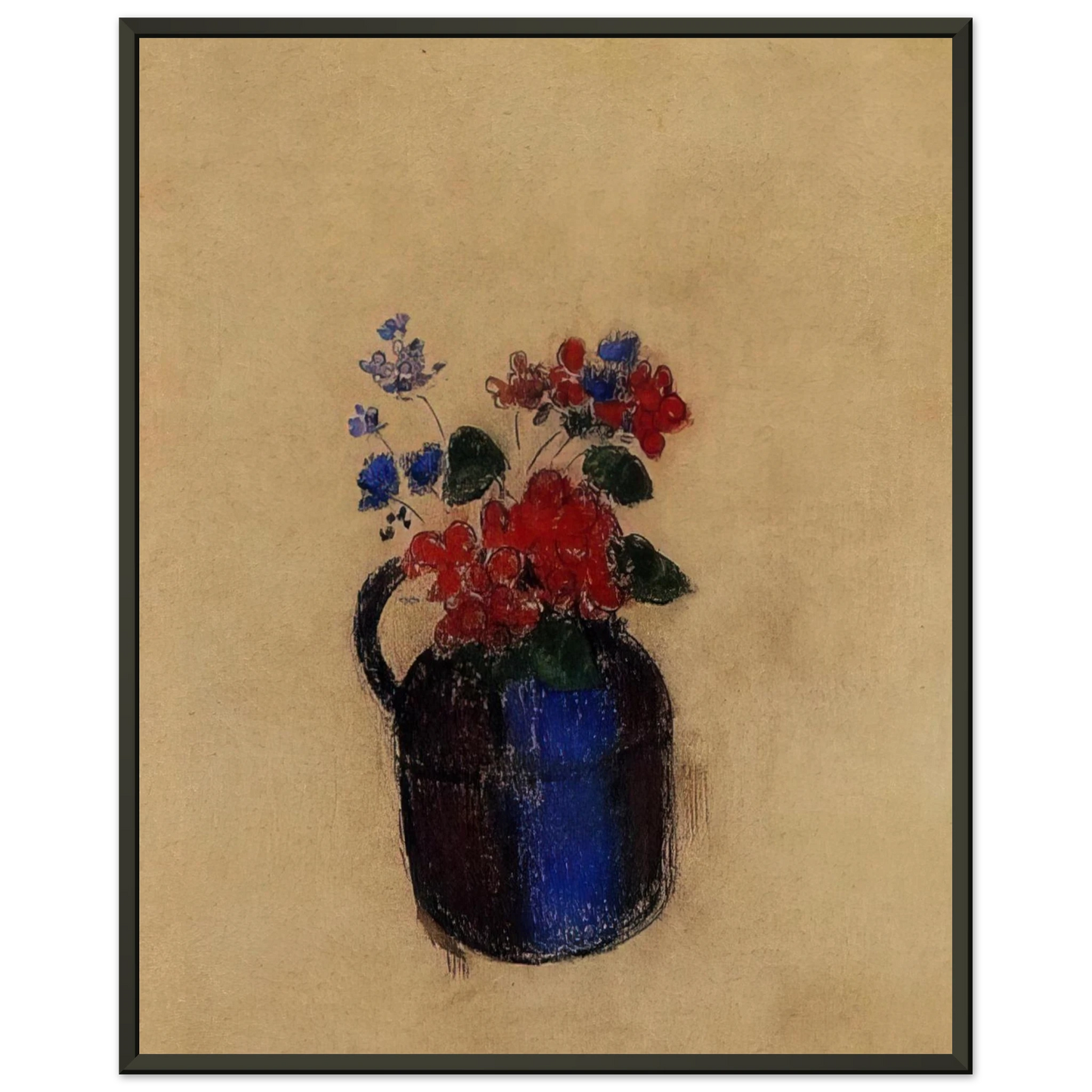 Odilon Redon  SMALL BOUQUET IN A PITCHER Framed Art Print  - Aluminum Frame - 70x100 cm / 28x40 inches