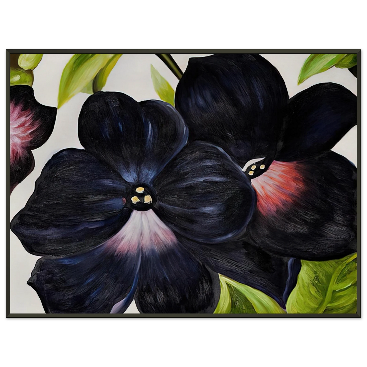 Georgia OKeeffe  Black and Purple Petunias Framed Art Print  - Aluminum Frame - 40x50 cm / 16x20 inches