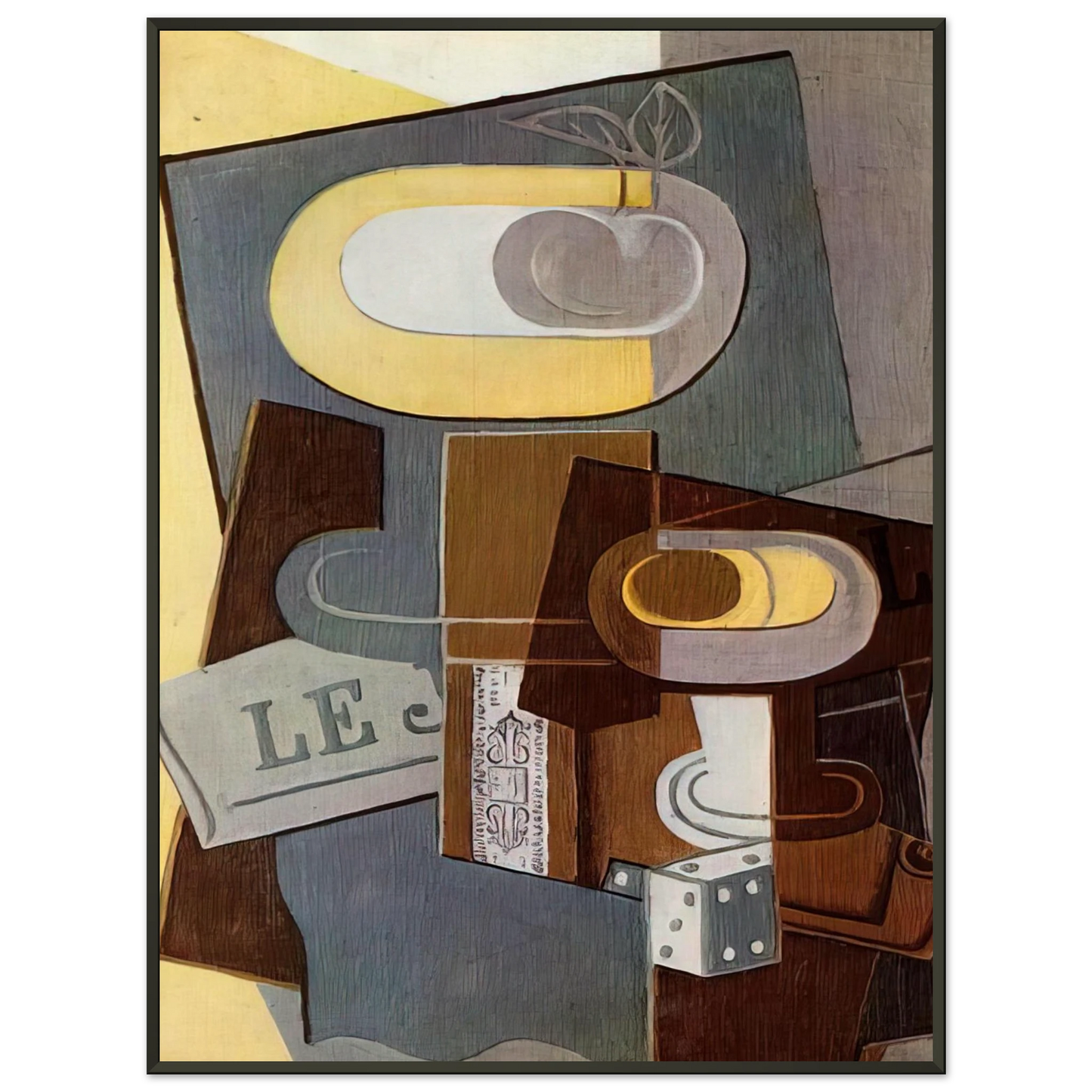 Juan Gris  THE DICE 1922 Framed Art Print  - Aluminum Frame - 70x100 cm / 28x40 inches
