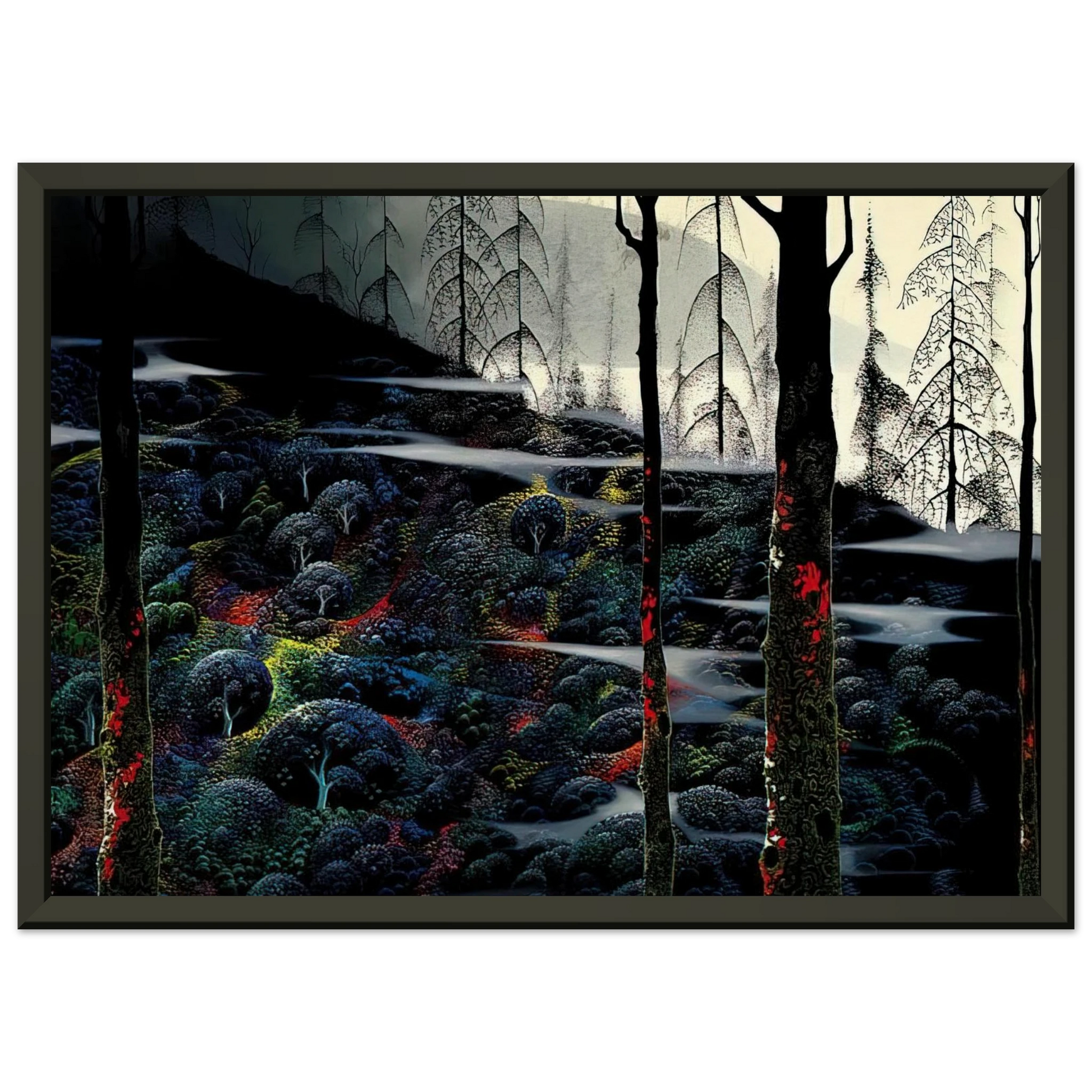 Eyvind Earle  Dawns First Light Framed Art Print  - Aluminum Frame - 40x50 cm / 16x20 inches