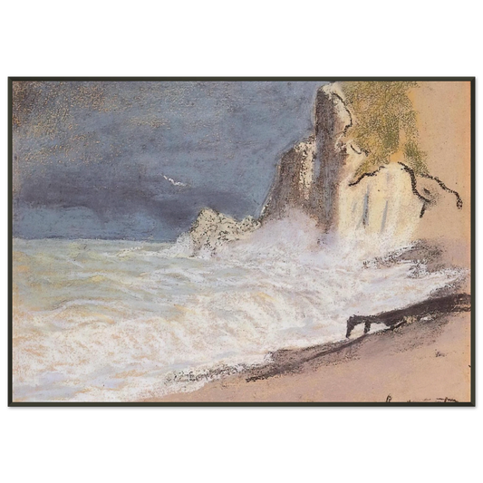 claude monet  The Manneport Etretat  Amont Cliff Rough Weather Framed Art Print  - Aluminum Frame - 21x29.7 cm / 8x12"