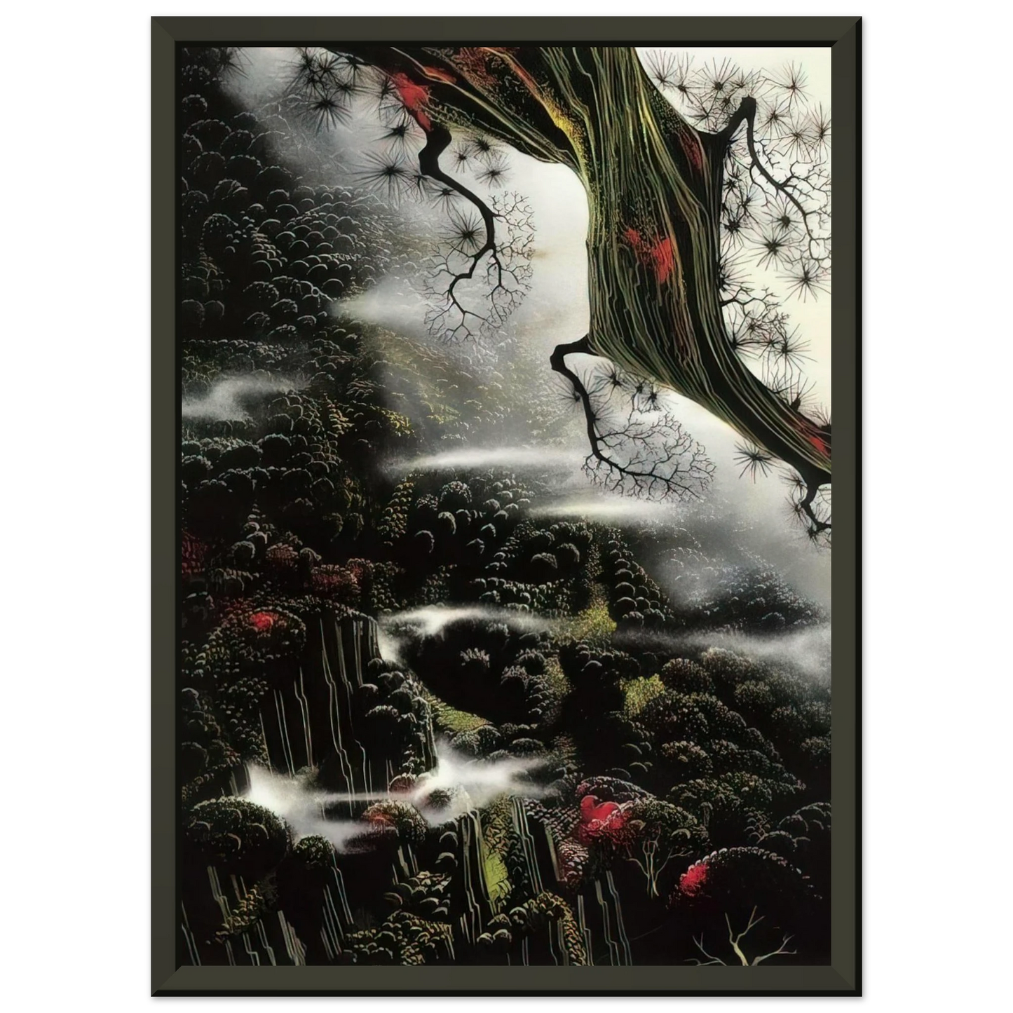 Eyvind Earle  Wisps of Fog and Branch Framed Art Print  - Aluminum Frame - 60x80 cm / 24x32 inches