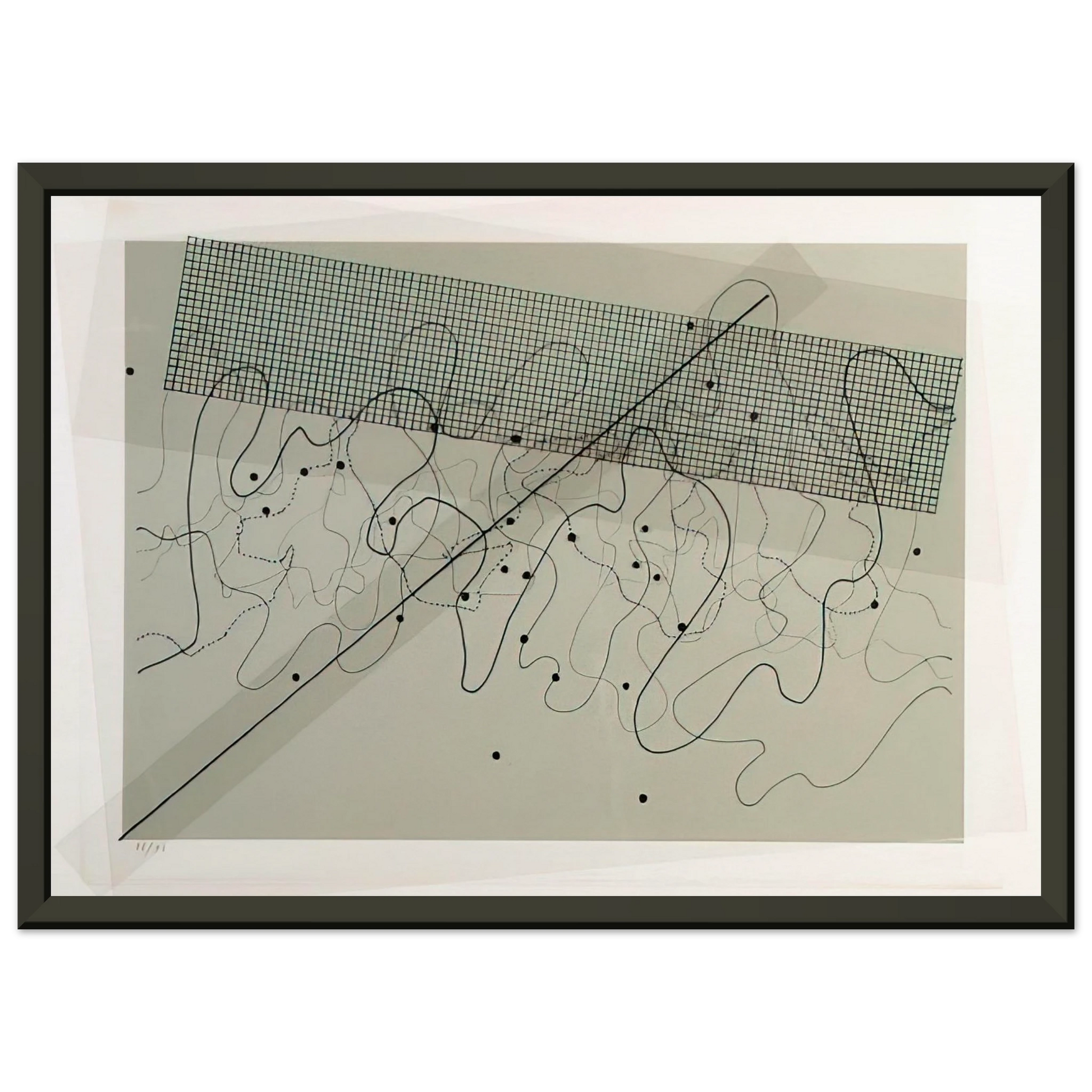 John Cage  Fontana Mix Light Grey  1981 Framed Art Print  - Aluminum Frame - 40x50 cm / 16x20 inches