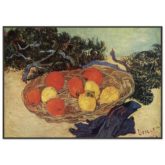 Vincent van Gogh  Still Life with Oranges and Lemons with Blue Gloves Framed Art Print  - Aluminum Frame - 21x29.7 cm / 8x12"