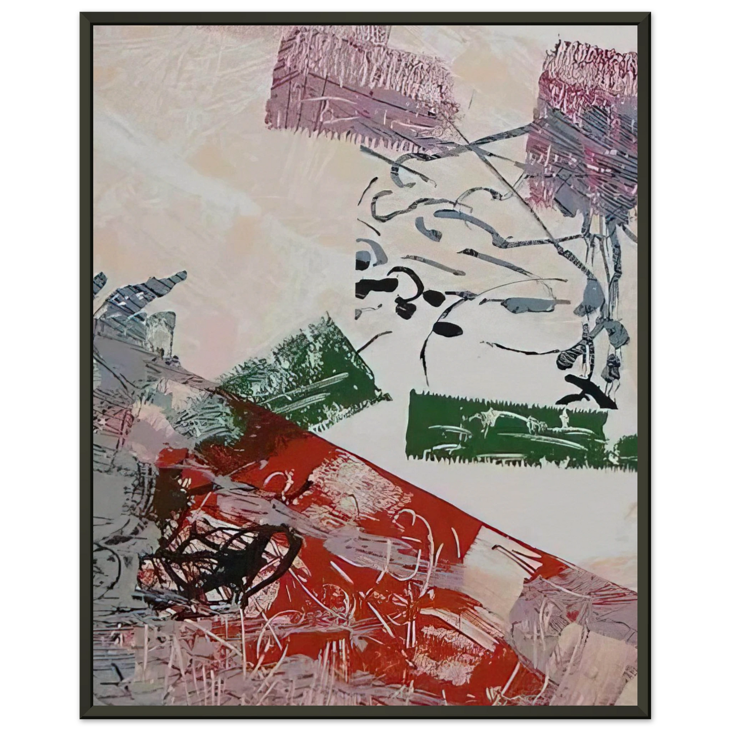 JeanPaul Riopelle  Lithograph 1968 Framed Art Print  - Aluminum Frame - 40x50 cm / 16x20 inches