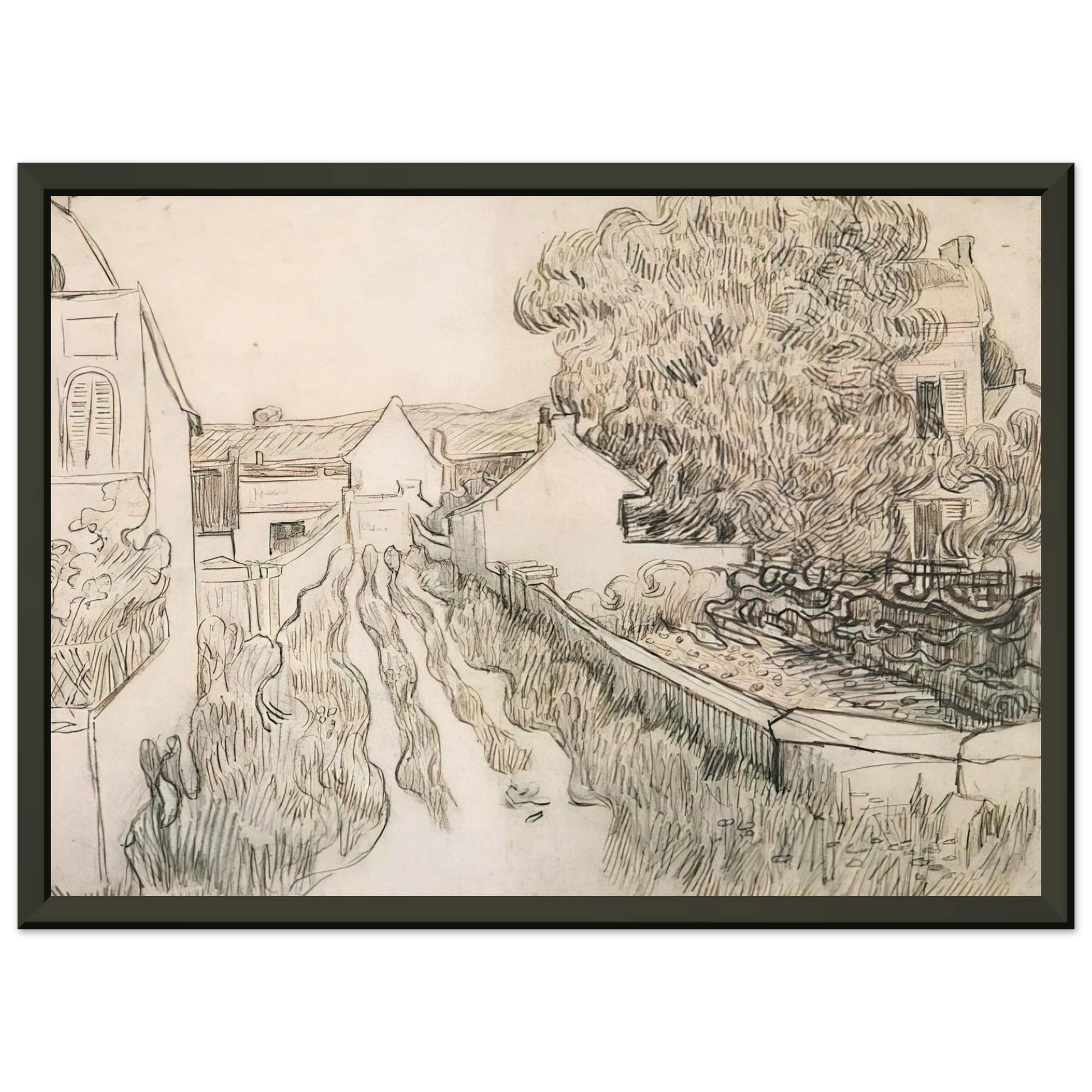 Vincent van Gogh  Village Street Framed Art Print  - Aluminum Frame - 40x50 cm / 16x20 inches