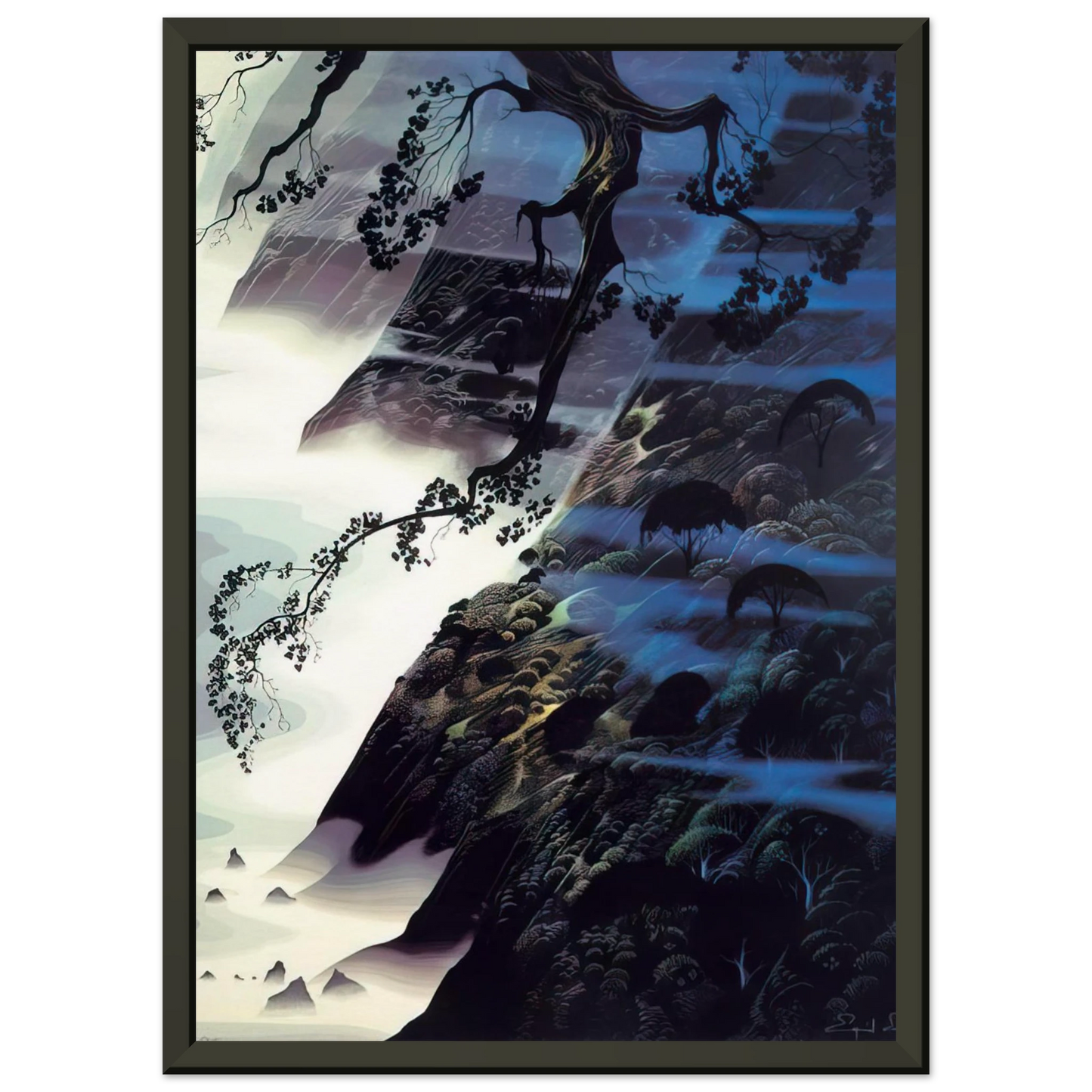 Eyvind Earle  Sea Wind and Fog Framed Art Print  - Aluminum Frame - 40x50 cm / 16x20 inches