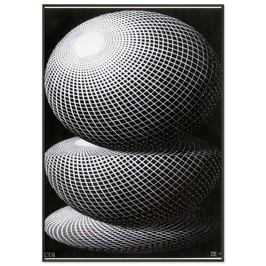 MC Escher  THREE SPHERES I SCHEME Framed Art Print  - Aluminum Frame - 21x29.7 cm / 8x12"