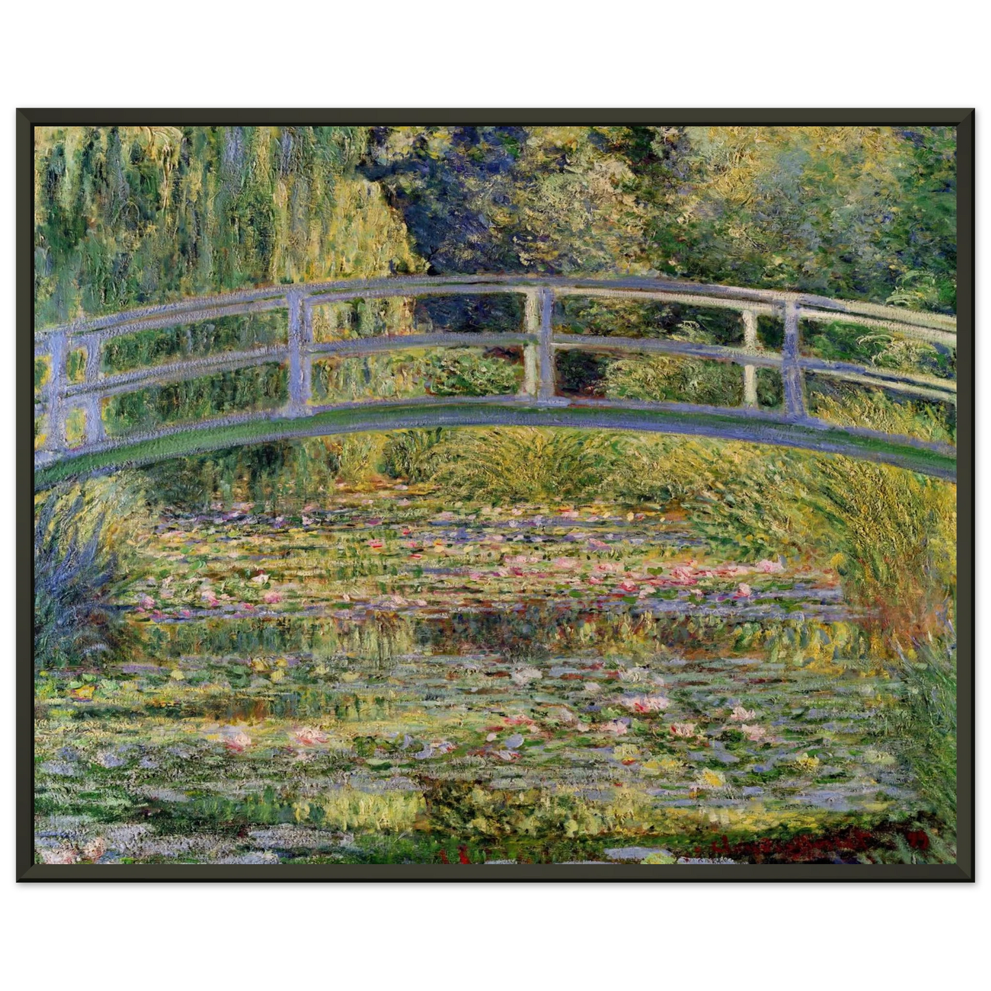 claude monet  The Japanese Bridge The WaterLily Pond Framed Art Print  - Aluminum Frame - 40x50 cm / 16x20 inches