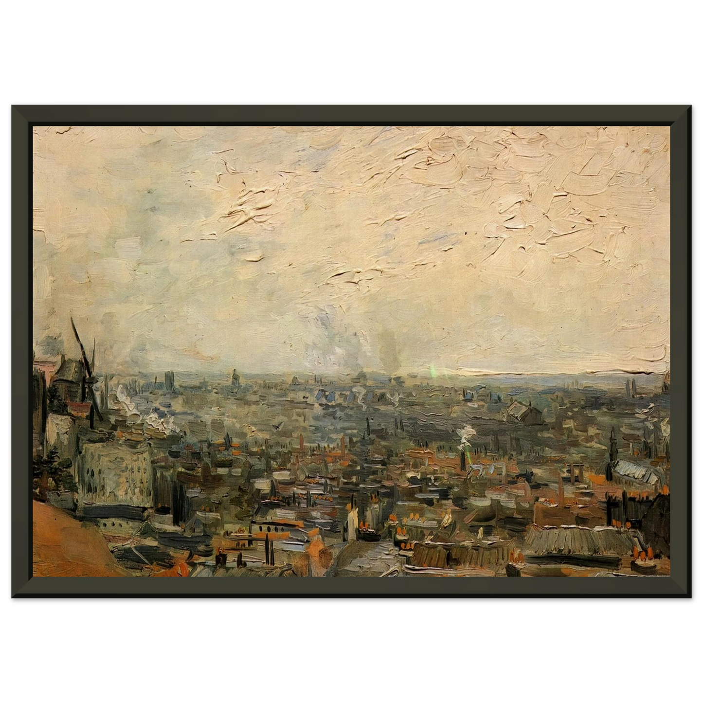 Vincent van Gogh  View of Paris from Montmartre Framed Art Print  - Aluminum Frame - 40x50 cm / 16x20 inches
