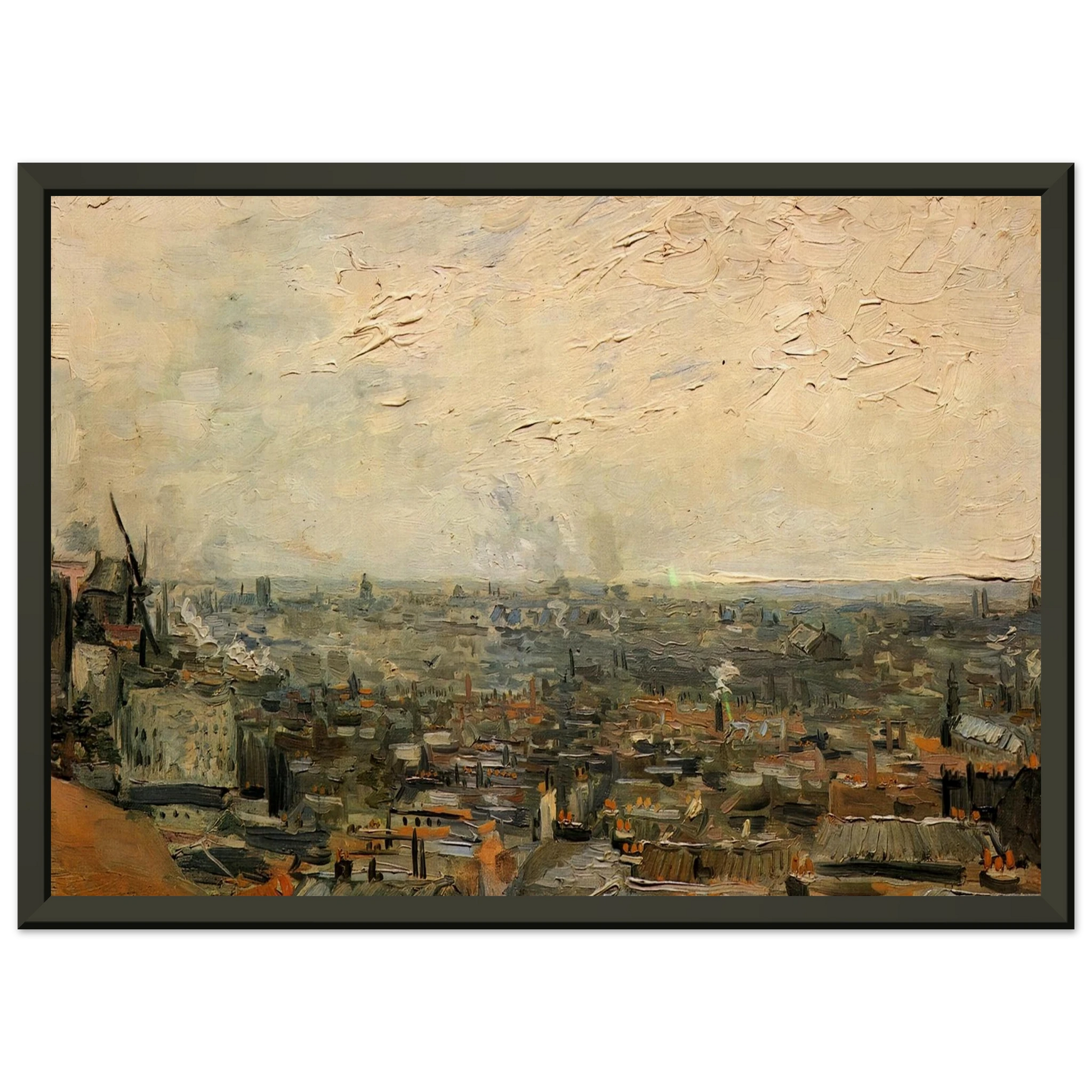 Vincent van Gogh  View of Paris from Montmartre Framed Art Print  - Aluminum Frame - 40x50 cm / 16x20 inches