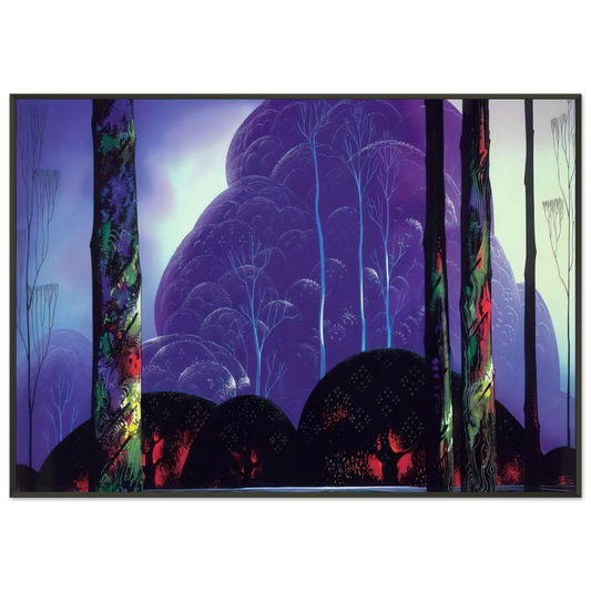Eyvind Earle  Purple Sunset Framed Art Print  - Aluminum Frame - 21x29.7 cm / 8x12"