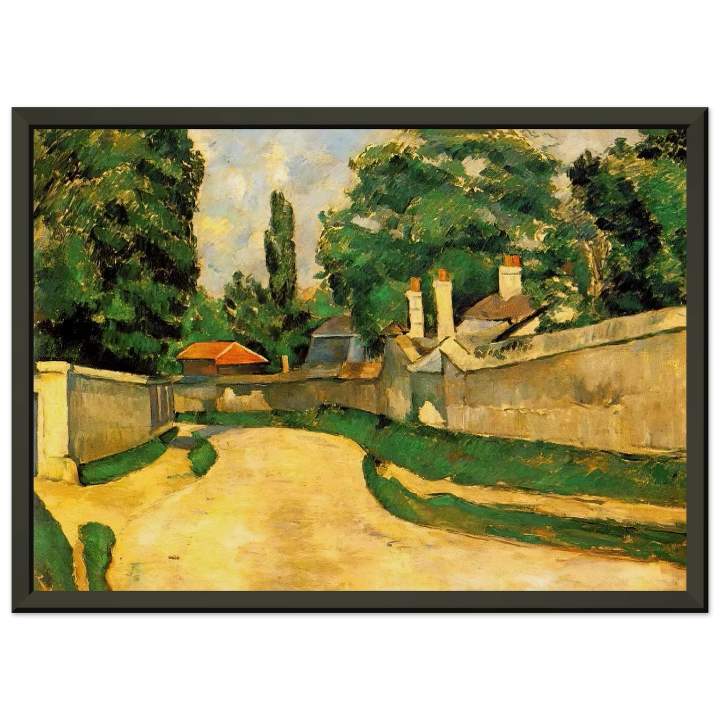 Paul Cezanne  Houses Along a Road Framed Art Print  - Aluminum Frame - 70x100 cm / 28x40 inches