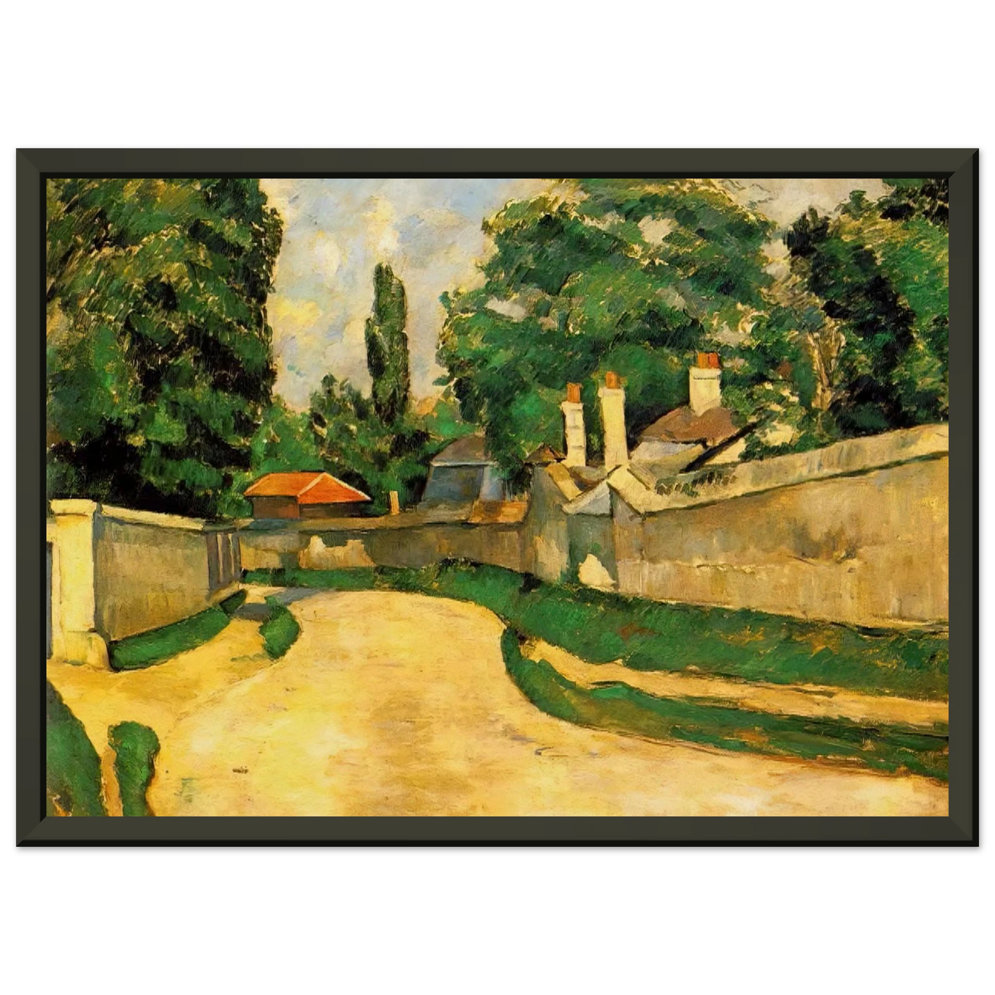Paul Cezanne  Houses Along a Road Framed Art Print  - Aluminum Frame - 70x100 cm / 28x40 inches